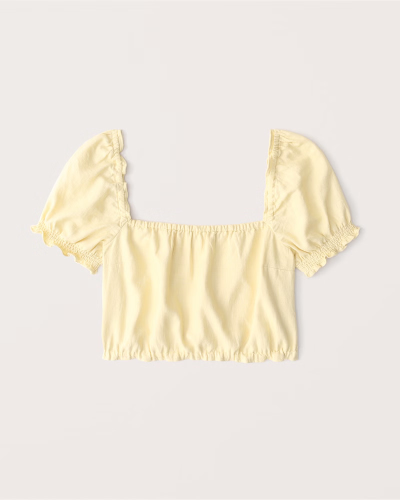 Short-Sleeve Ruched Top | Abercrombie & Fitch (US)