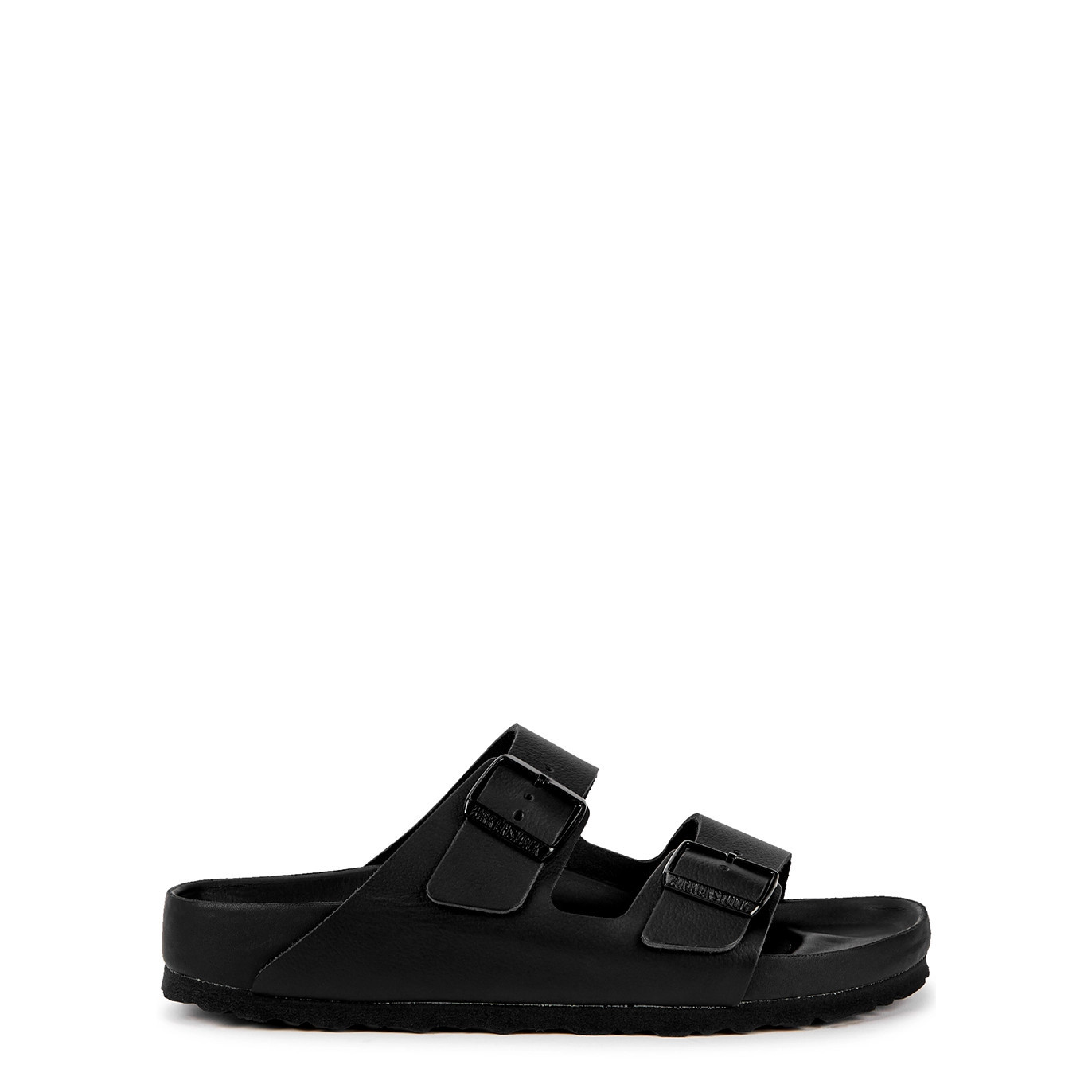 Birkenstock Arizona Black Leather Sliders - 4 | Harvey Nichols (Global)