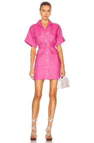 MATTHEW BRUCH for FWRD Safari Mini Dress in Hot Pink | FWRD | FWRD 