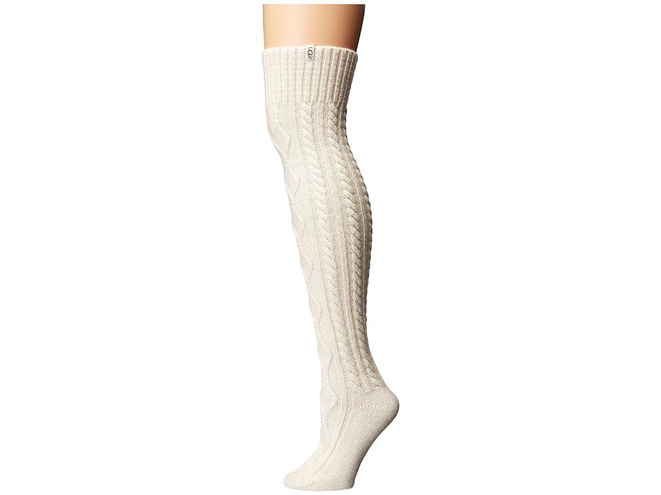 UGG Cable Knit Socks (Cream) Women's Knee High Socks Shoes | Zappos