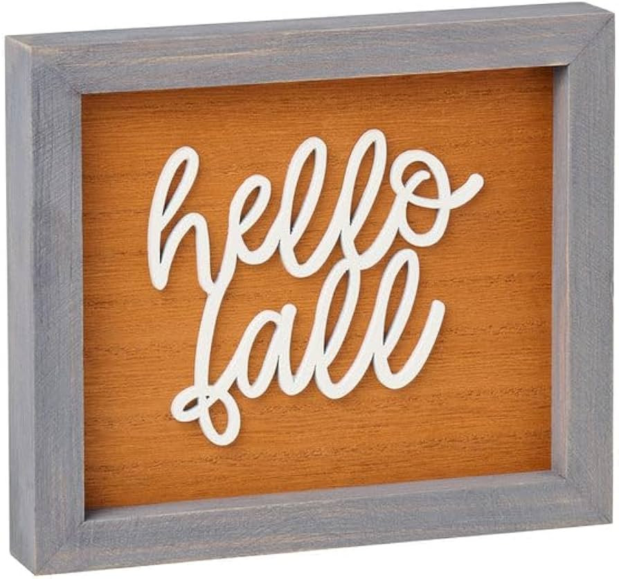 Collins Painting "Hello Fall" Wood Sign - Wooden Tabletop Fall Signs - Rustic Fall Home Décor fo... | Amazon (US)