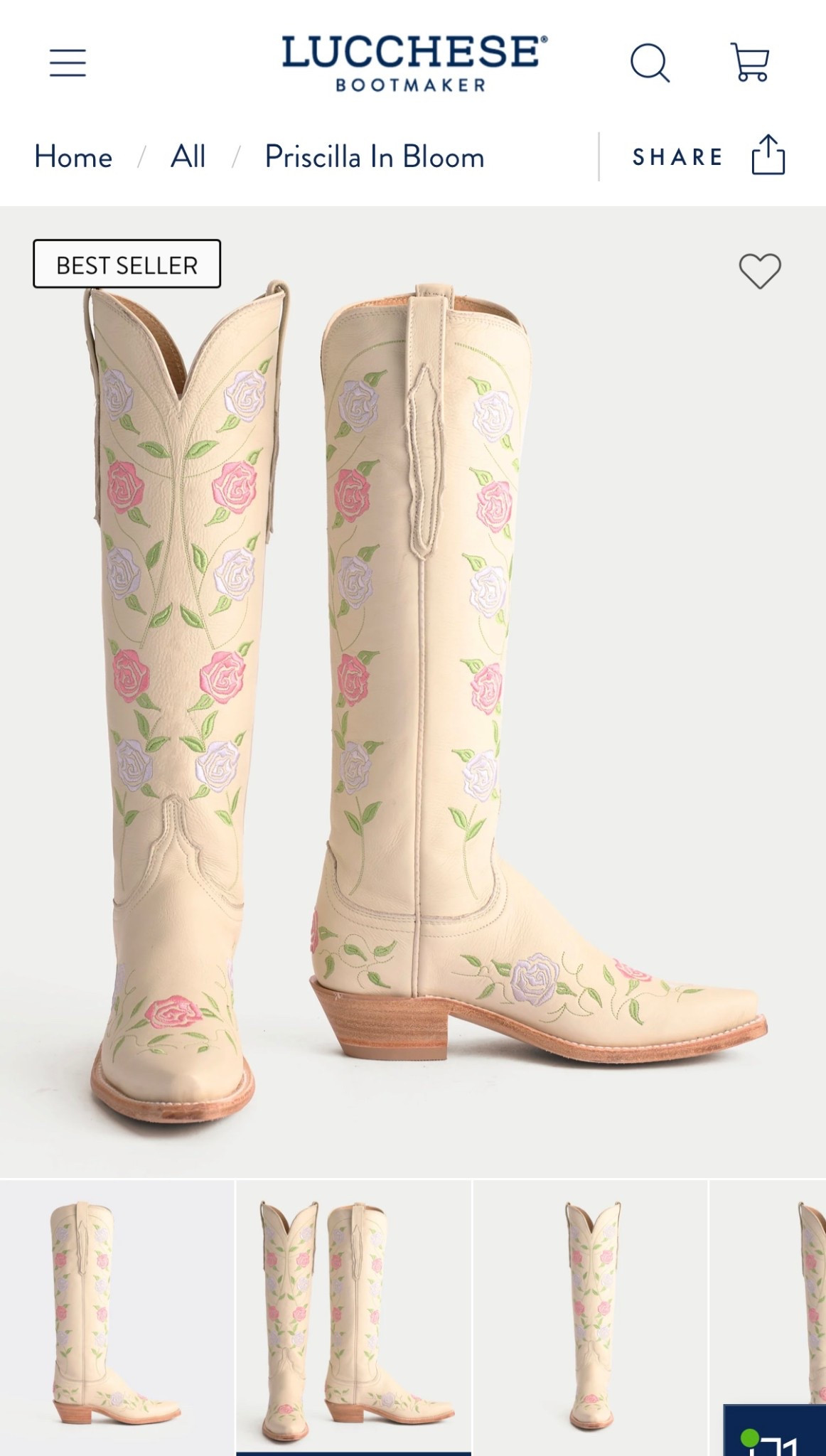 Lucchese did it again! With these stunning floral pink cream Priscilla cowboy bootss