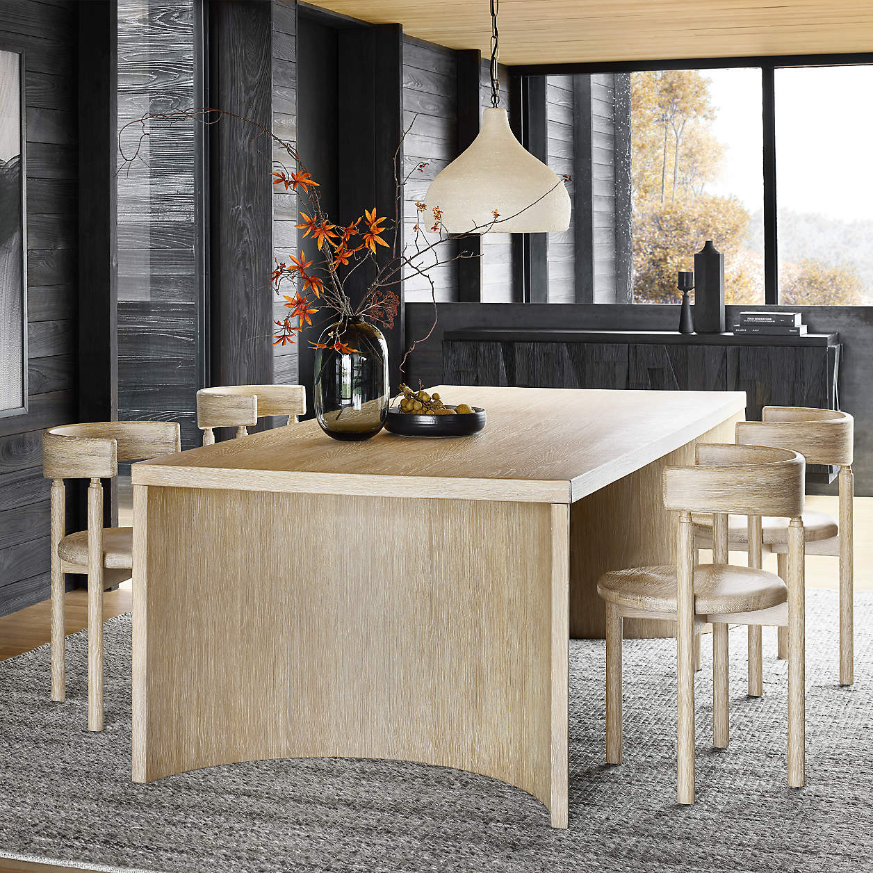 Virage 96" Curved Oak Wood Dining Table + Reviews | Crate & Barrel | Crate & Barrel