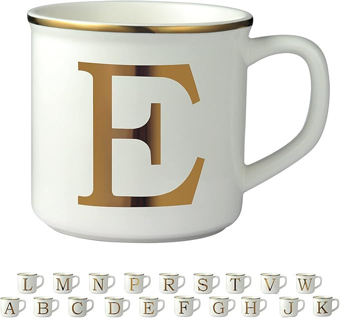 Miicol Gold Initials 16 oz Large Monogram Ceramic Coffee Mug Tea Cup for Office and Home Use, Cut... | Amazon (US)