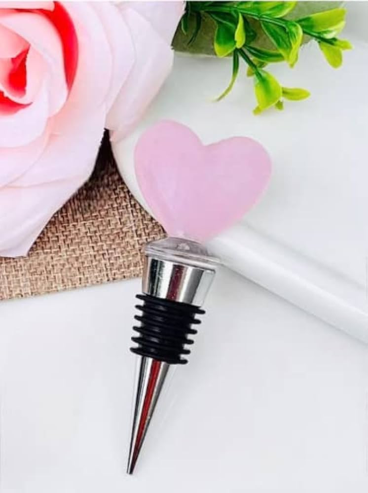 LUXE CRYSTAL CO. Handcrafted Glass Red Pink Heart Silver Love Wine Stopper Handmade Bottle Minima... | Amazon (US)