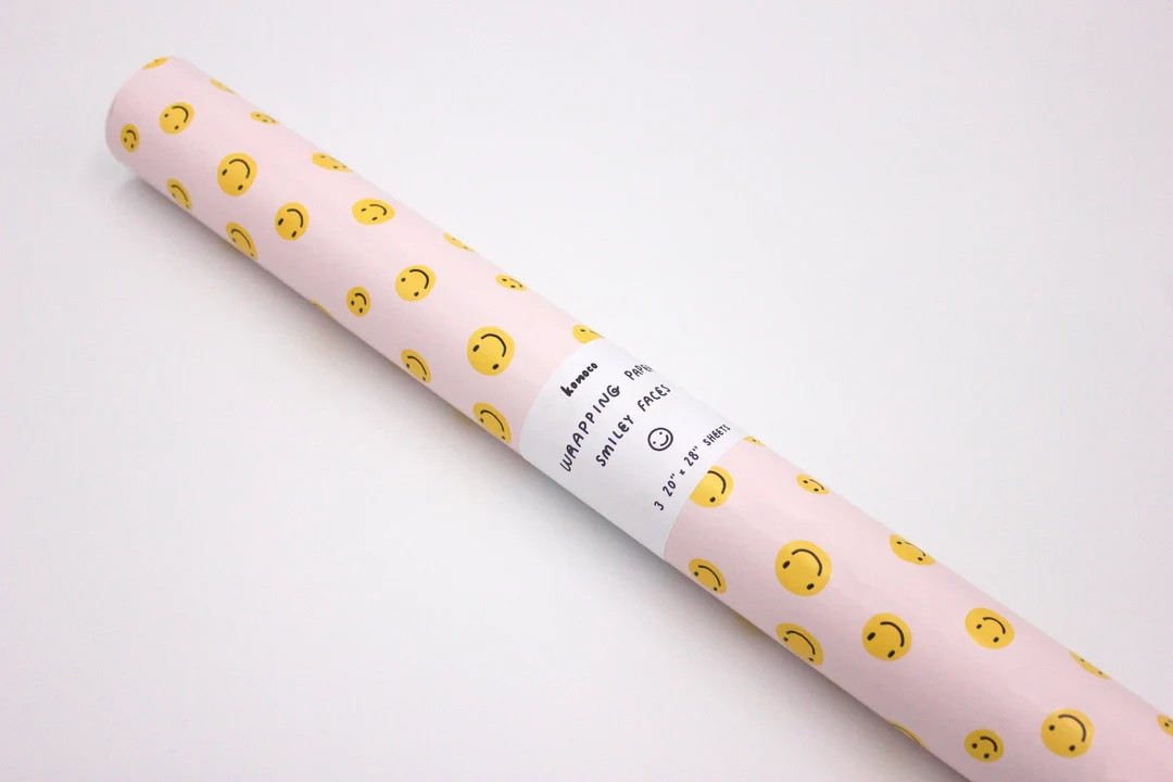 Pink Smiley Face Wrapping Paper  3 Sheets  20 X - Etsy | Etsy (US)