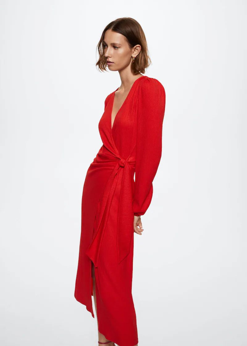 Knotted wrap dress | MANGO (US)