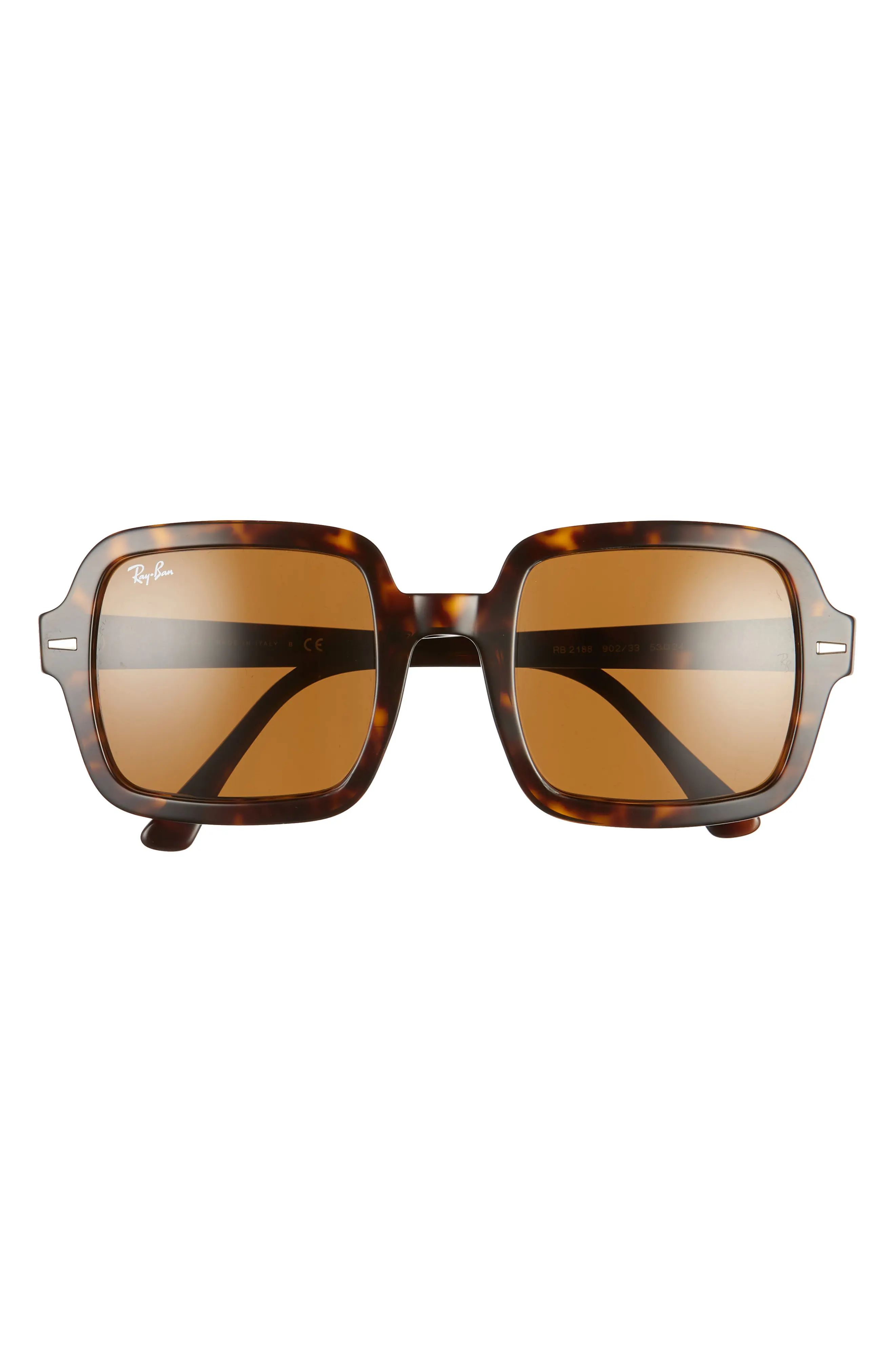 Ray-Ban 53mm Square Sunglasses in Havana/Brown Solid at Nordstrom | Nordstrom