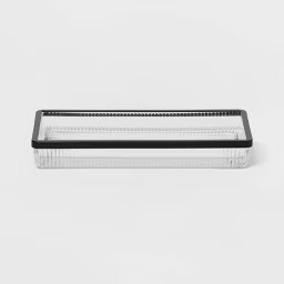 Ribbed Glass Tray Black - Threshold™: Metal & Glass Vanity Organizer, Easy to Clean | Target