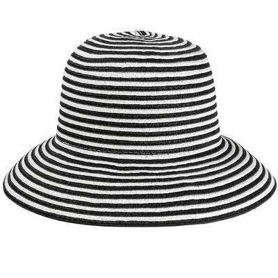 Magid Striped Straw Bucket Hat Black-White | Target