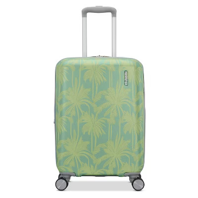 American Tourister Modern Hardside Carry On Spinner Suitcase - Green Palms: Botanical ABS Shell | Target