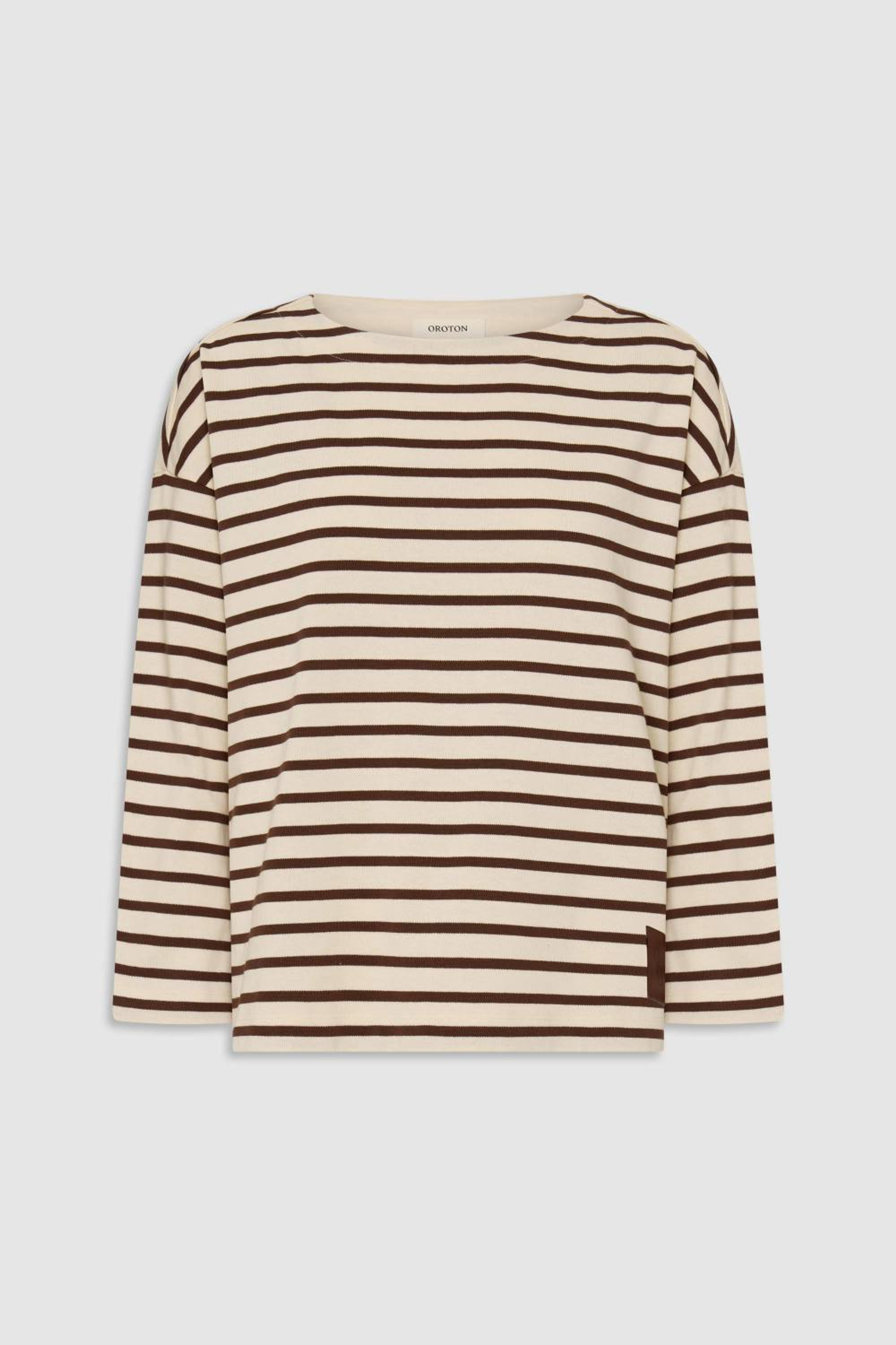 STRIPE MARKET TEE Chocolate/Cream | Oroton