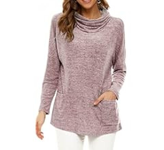 Womens Long Sleeve Cowl Neck Casual Sweatshirts Tunic Tops Blouse with Pockets | Amazon (US)
