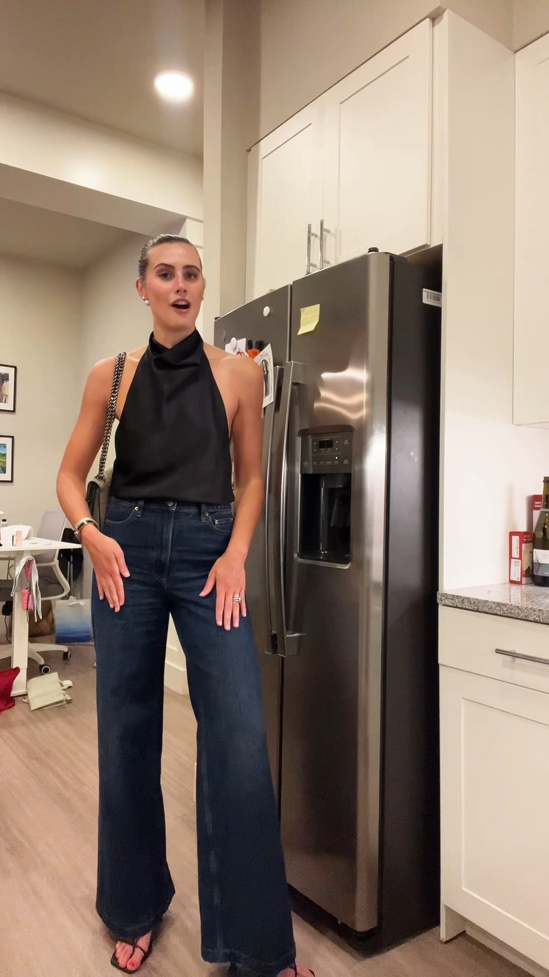 Dinner OOTN🖤🍸✨

Zara Satin Effect Halter Top 2157/221/800 

Dinner outfit, date night outfit, girls night outfit, satin top, going out top, high neck top, Zara, denim, jeans, Pistola, high waisted jeans, wide leg jeans, dark wash denim, dark wash jeans 

#LTKTall #LTKootd #LTKgrwm