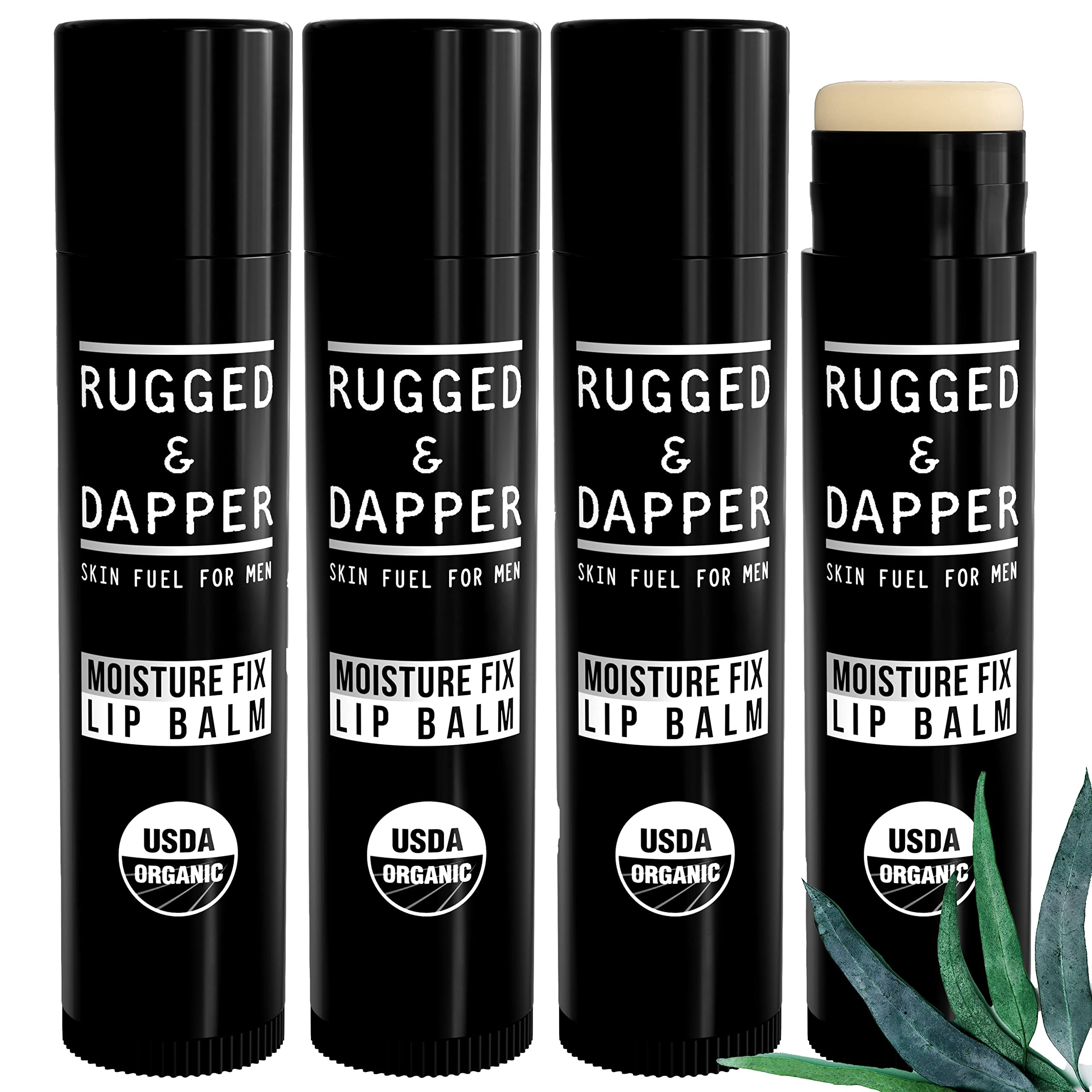 RUGGED & DAPPER Lip Balm for Men | Certified Organic + Natural Ingredients | 4-Pack Set Protects ... | Amazon (US)