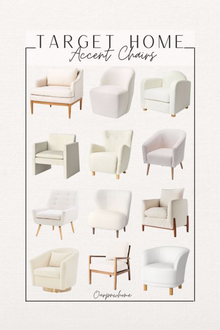 Accent chair favorites from Target 🎯 

Off-white accent chairs, cream chairs, boucle chair, swivel chair, white chair, living room furniture, affordable chairs, budget furniture finds 

#LTKhome #LTKFind #LTKstyletip
