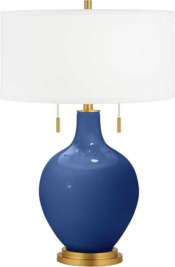 Color + Plus Toby Brass 28" Modern Glass Monaco Blue Table Lamp | Amazon (US)