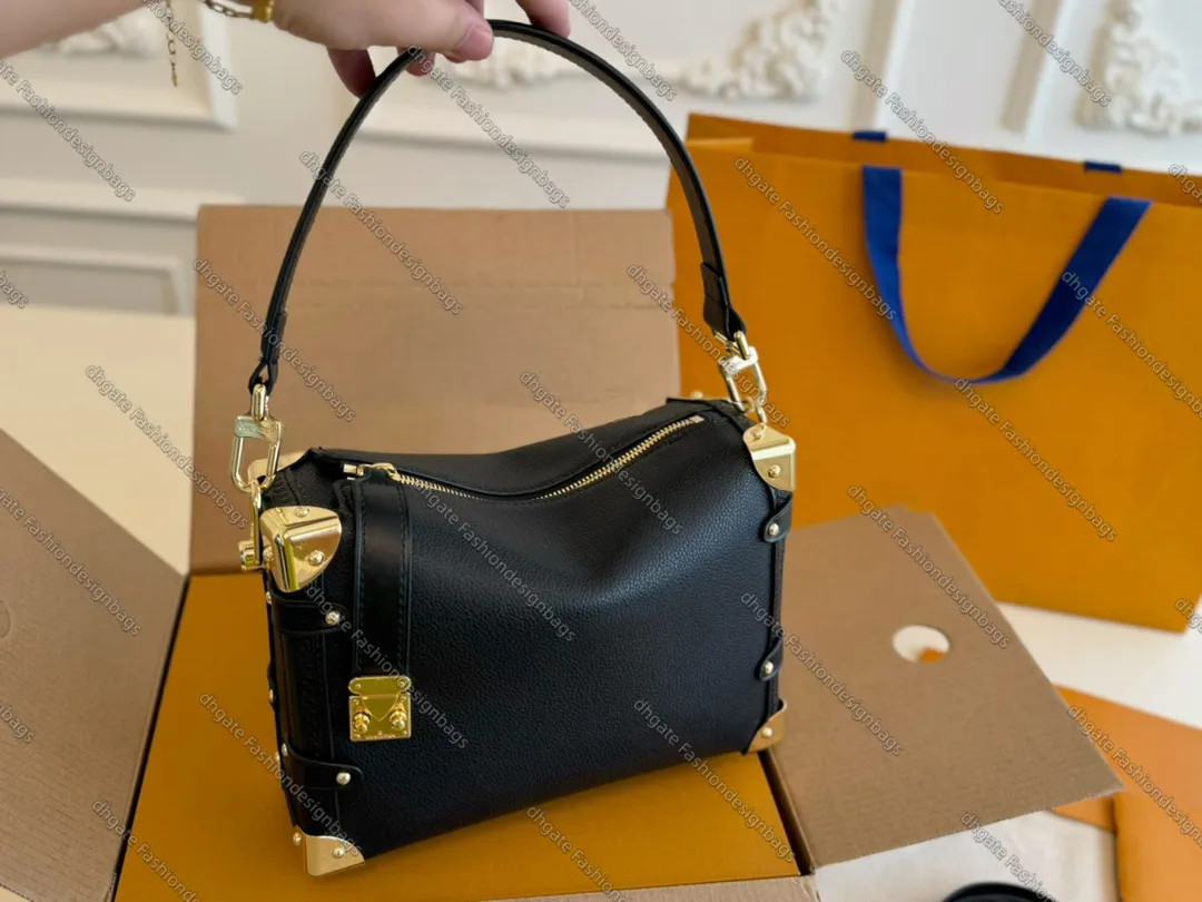 Womens Designer Purse - Chic Side Trunk Shoulder Bag, Premium Leather Handbag Tote with Chain, El... | DHGate