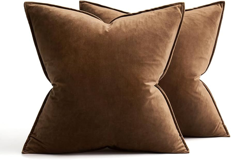 MIULEE Pack of 2 Decorative Velvet Throw Pillow Cover Soft Pillowcase Solid Square Cushion Case f... | Amazon (US)