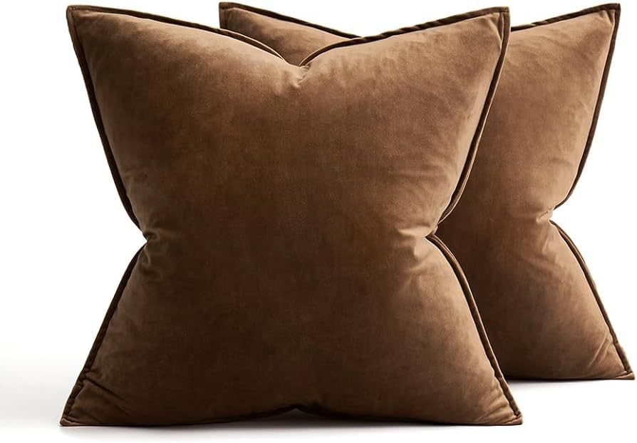 MIULEE Pack of 2 Decorative Velvet Throw Pillow Cover Soft Pillowcase Solid Square Cushion Case f... | Amazon (US)