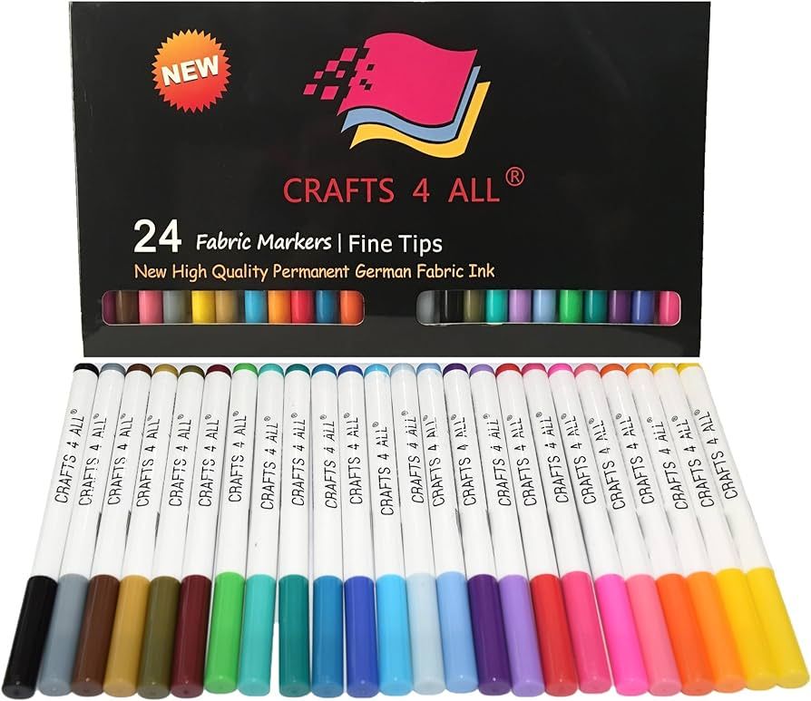 Fabric Pens for Clothes - Pack of 24 No Fade Markers - Machine Washable Shoe Markers for Fabric D... | Amazon (US)