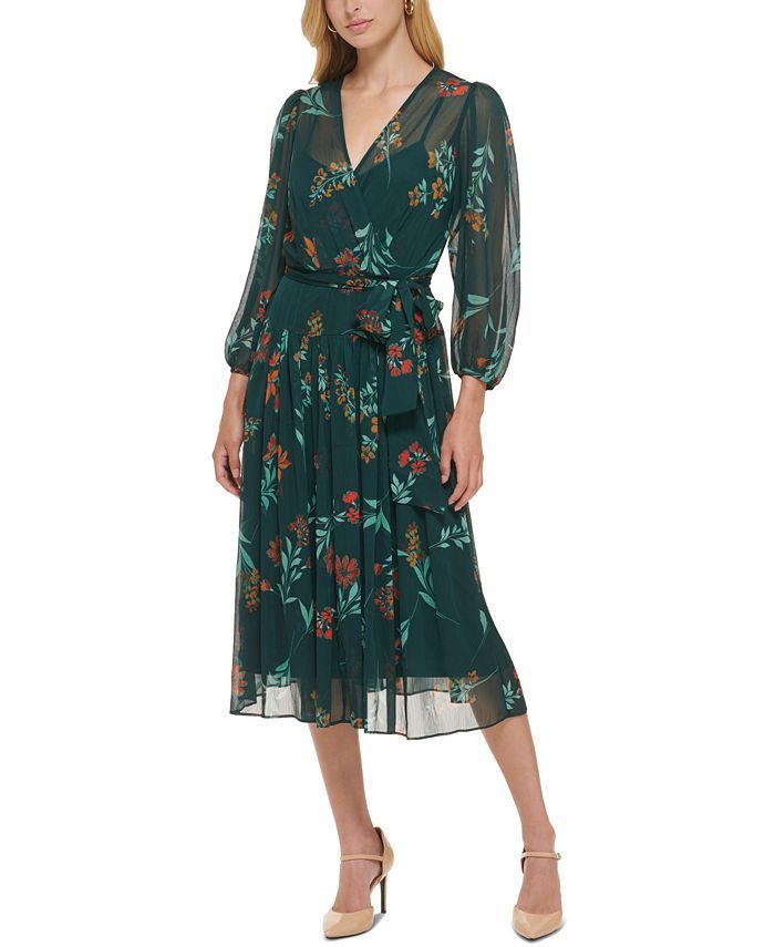 Calvin Klein Floral-Print Wrap Dress & Reviews - Dresses - Women - Macy's | Macys (US)