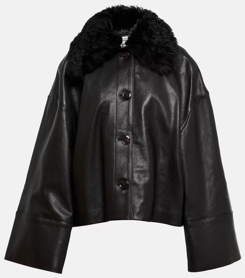 Shearling-trimmed leather jacket | Mytheresa (US/CA)