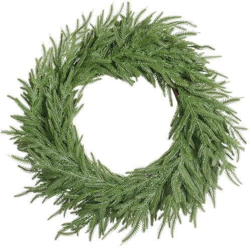 XmasExp Norfolk Pine Wreath 20INCH Real Touch Artificial Evergreen Realistic Faux Plain Christmas Wreath for Front Door,Mantles,Windows | Amazon (US)