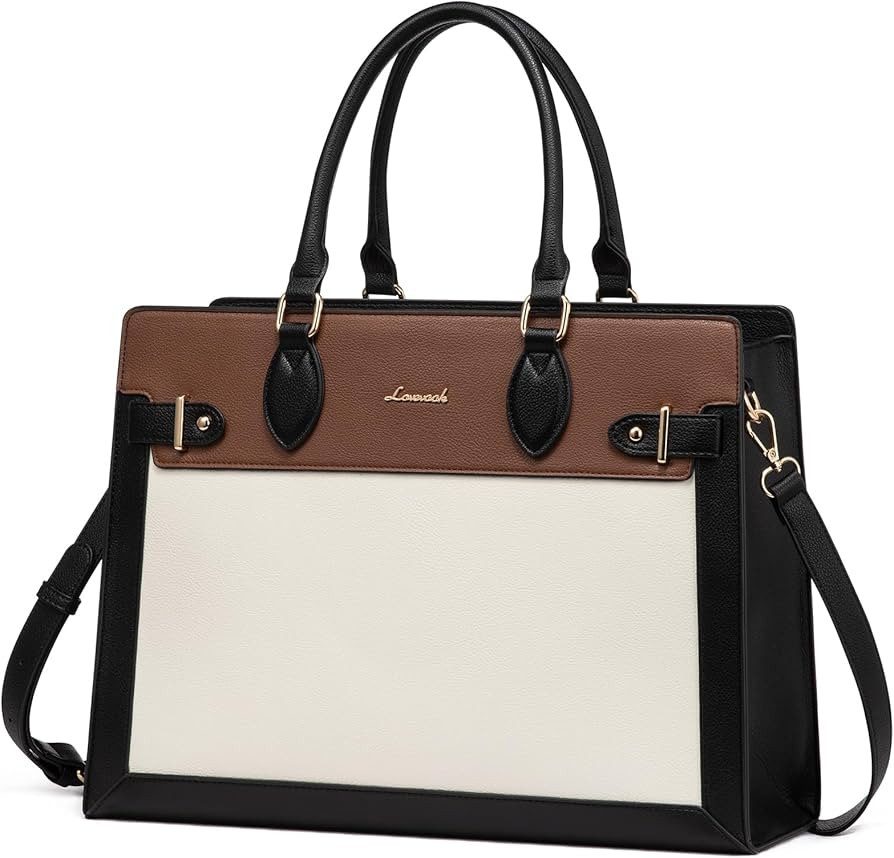 LOVEVOOK Laptop Bag for Women 15.6 Inch Work Tote, Business Computer Briefcase, Waterproof PU Lea... | Amazon (US)