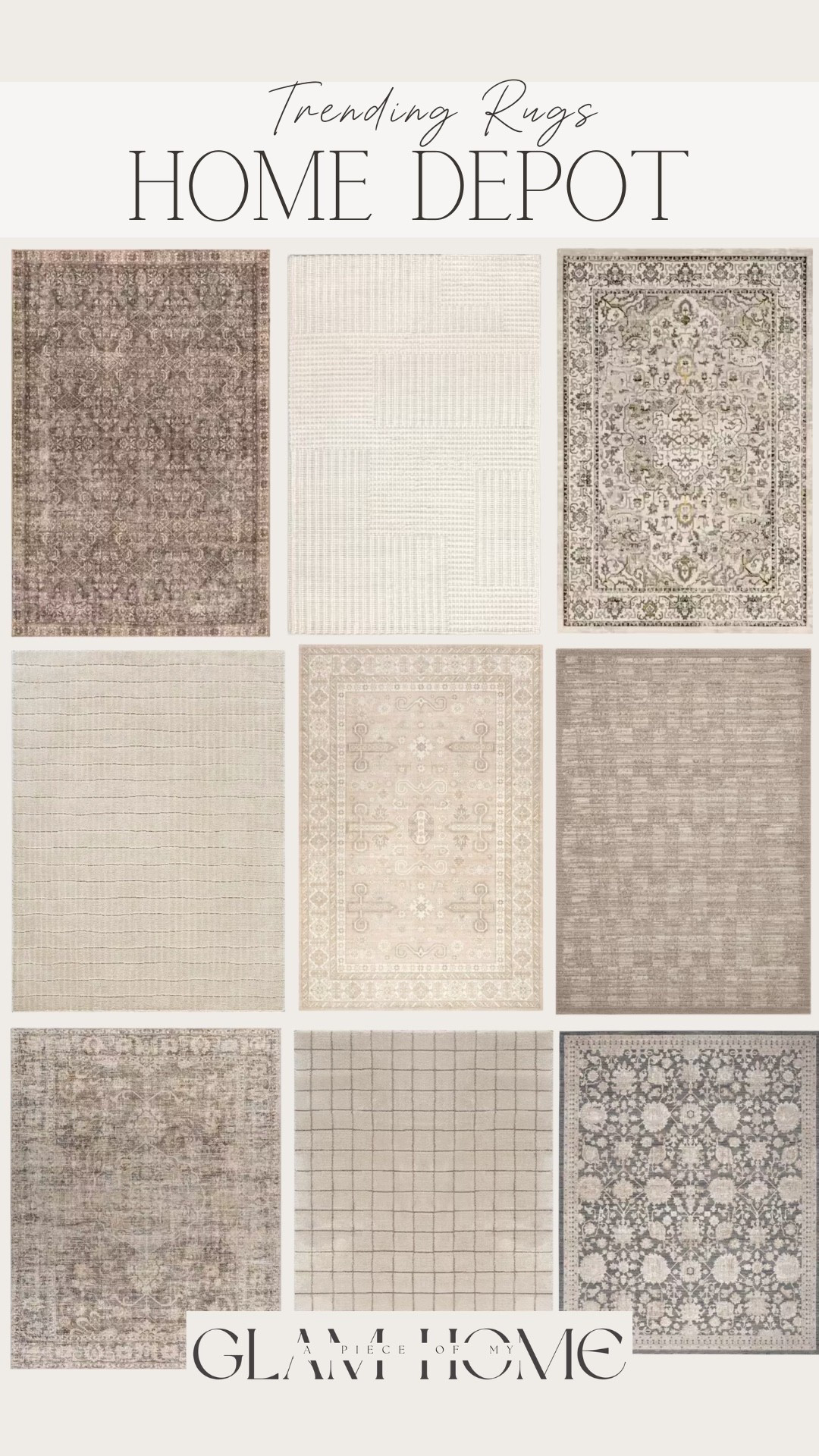 Trending rugs from Home Depot! 


Affordable home, area rugs, living room, dining room, runner rug, dark, light, neutral, brown, black, tan 

#LTKSeasonal #LTKU #LTKHome