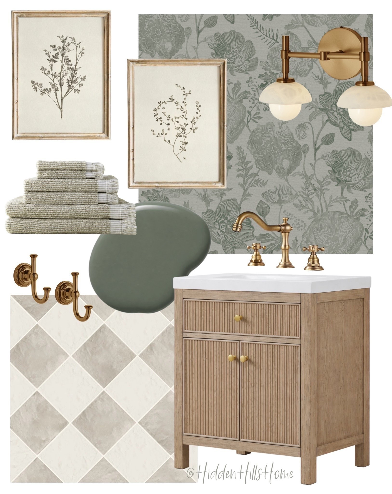 Bathroom decor mood board, bathroom vanity, home decor ideas, bathroom refresh, wallpaper, bathroom towels, wall hooks, vanity light, powder bath design

#LTKHome #LTKSaleAlert #LTKSeasonal