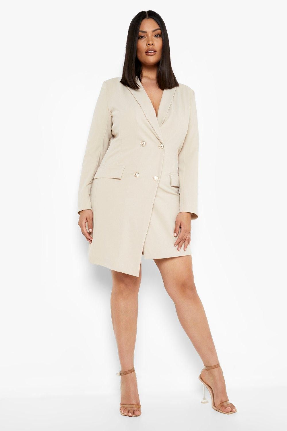 Plus Asymmetric Hem Blazer Dress | Boohoo.com (US & CA)