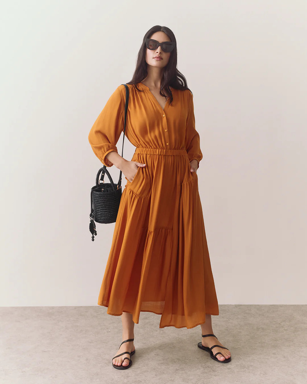 Tencel Gathered Panel Dress | Cuyana
