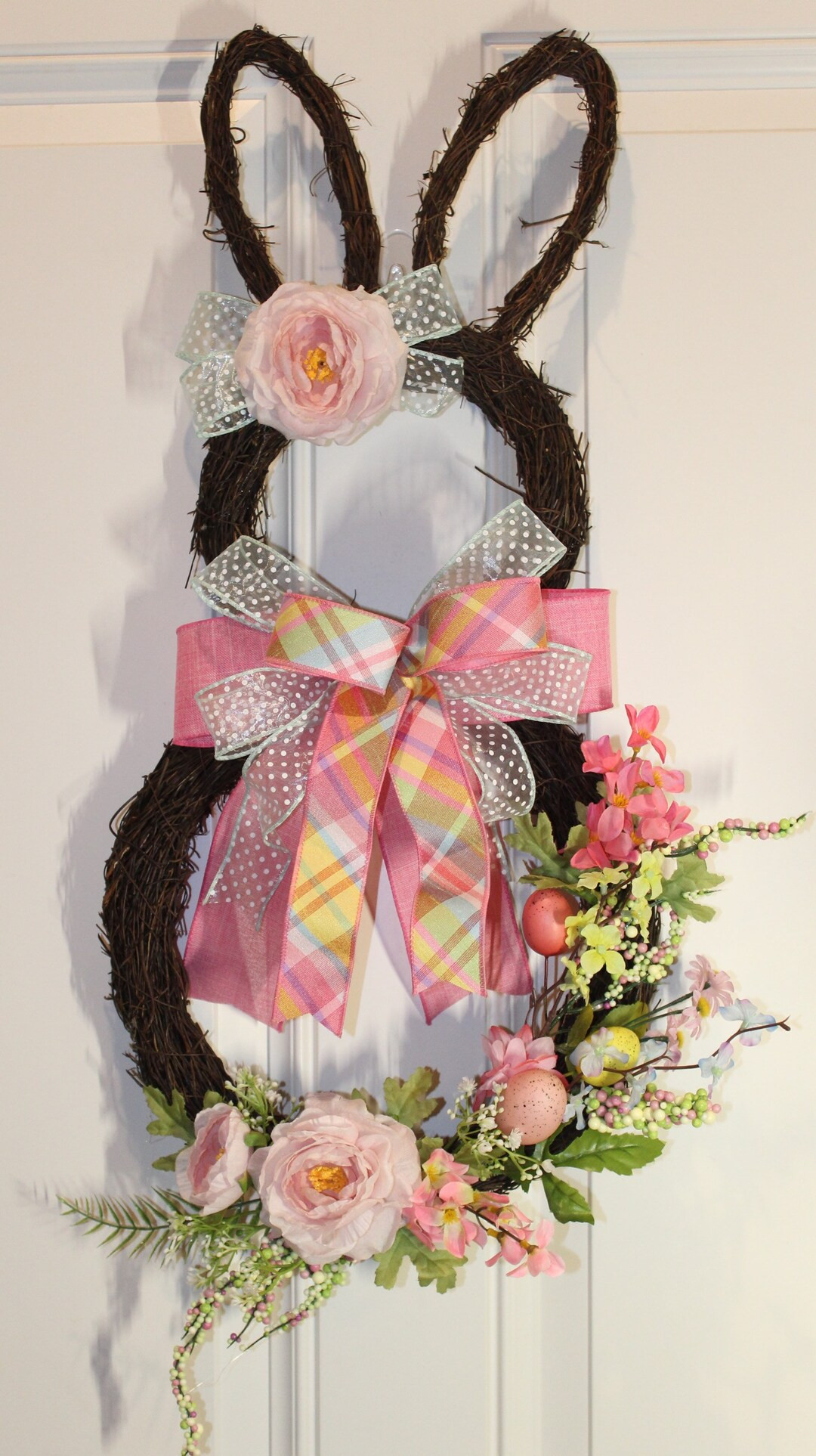 Easter Bunny Wreath, Spring Wreath for Front Door, Double Door Wreaths, Spring or Summer Wreath, ... | Etsy (US)