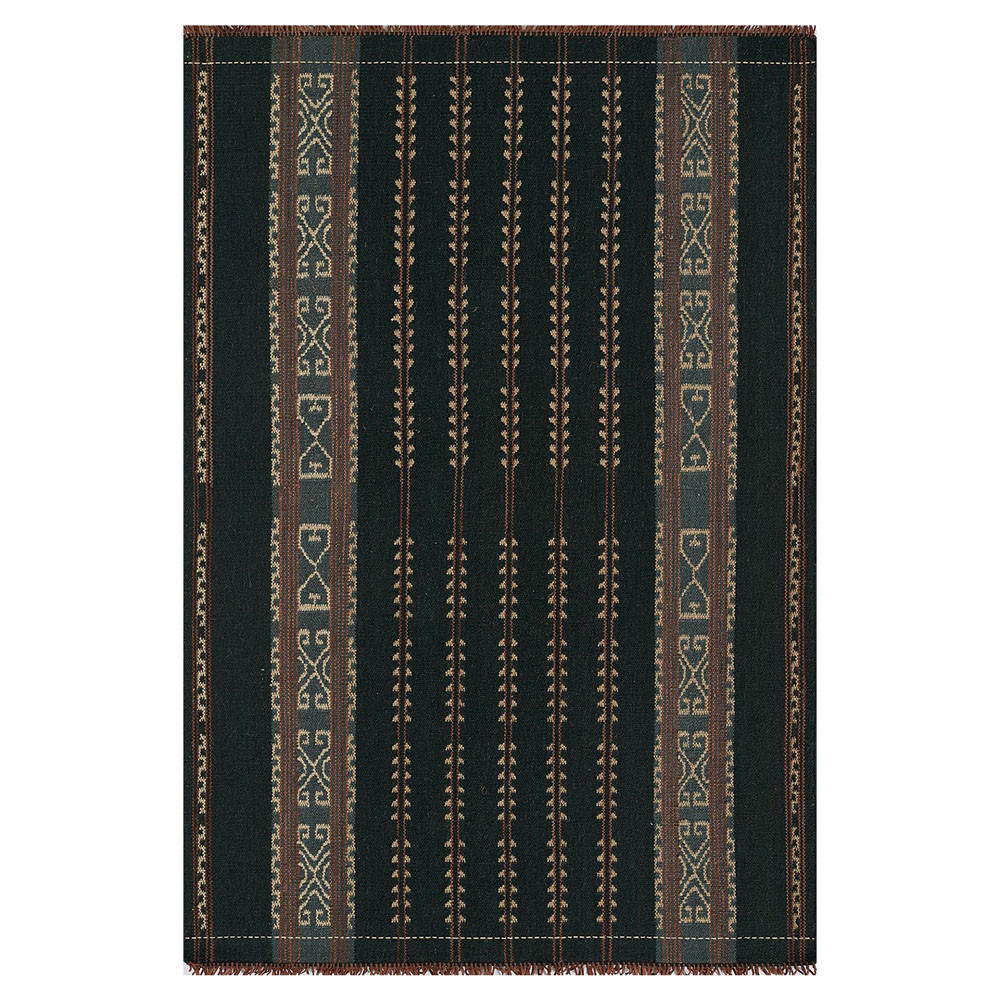 Bughaw Global Bazaar Dark Blue Wool Tribal Patterned Rug - 10'x14' | Kathy Kuo Home