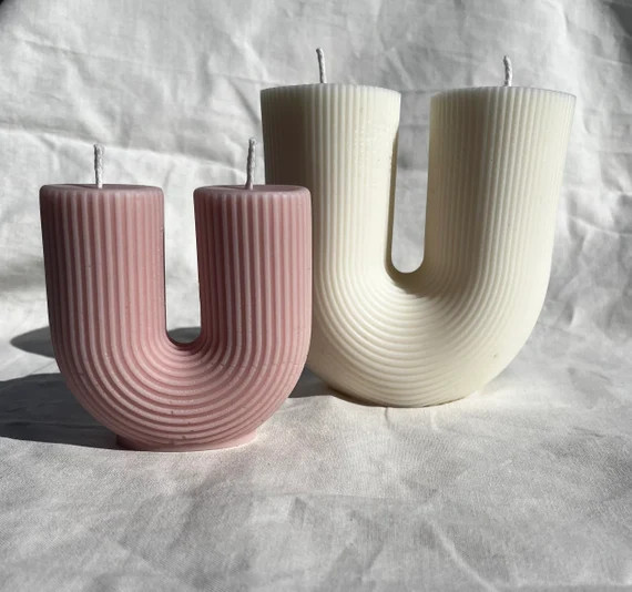 Large Ribbed U-Shape Candle / READ DESCRIPTION | Etsy (US)