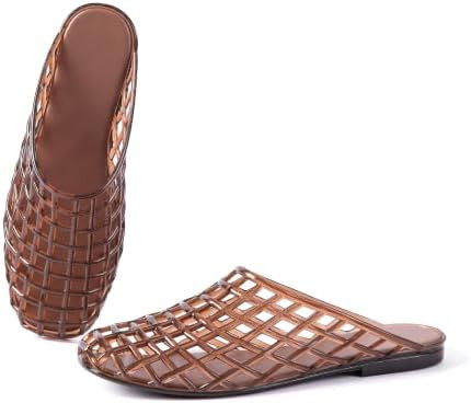 Women Jelly Sandals Mesh Clear Waterproof Mule Slip On Flats Hollow Breathable Summer Beach Pool ... | Amazon (US)