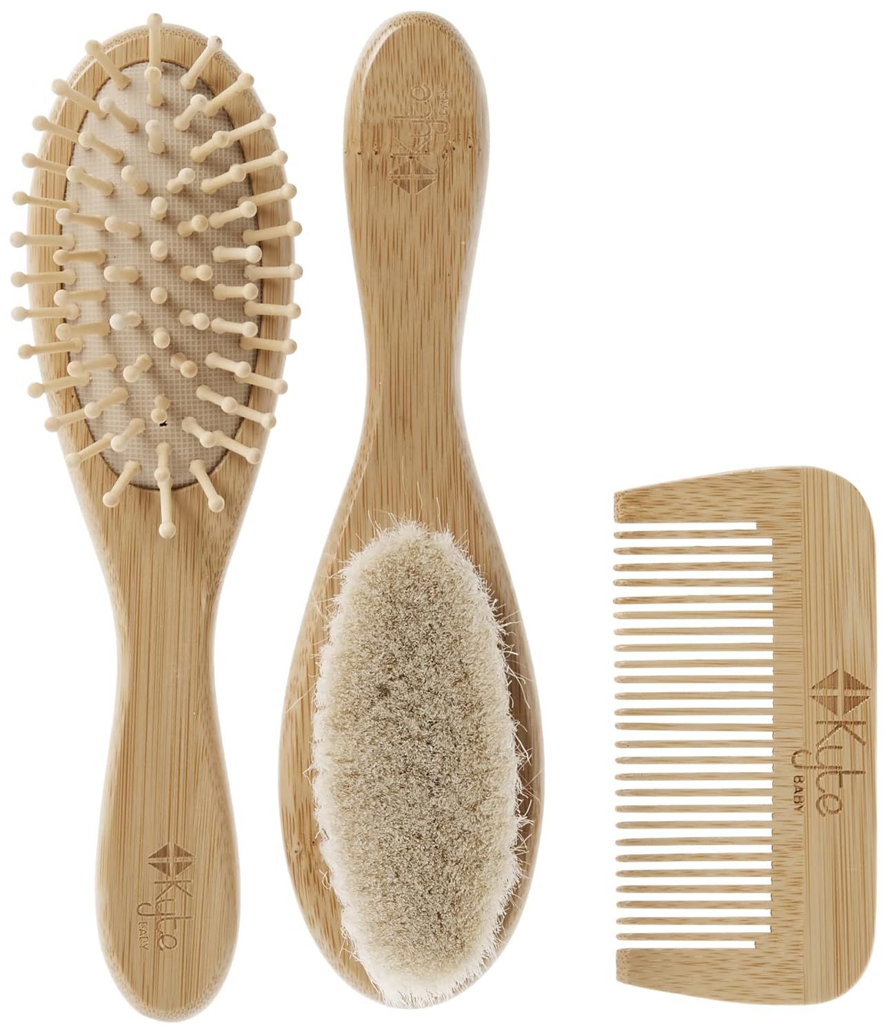 Kyte BABY Bamboo 3-Piece Brush Set - 1 Goat Hair Brush, 1 Wooden Bristle Brush and 1 Bamboo Comb | Amazon (US)