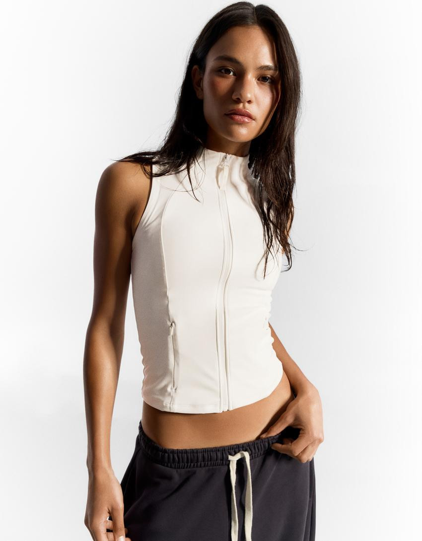 Technical zip-up vest - Women | Bershka UK