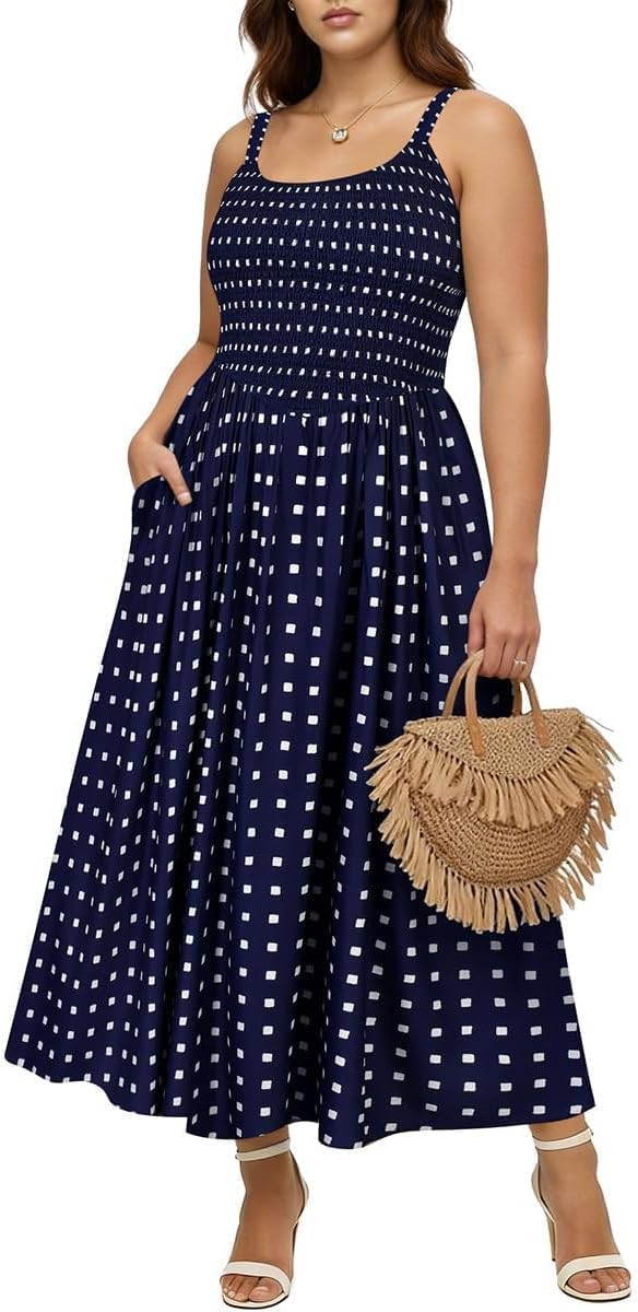 RITERA Plus Size Dresses for Women Square Neck Spaghetti Strap Summer Maxi Dress Sleeveless Smock... | Amazon (US)