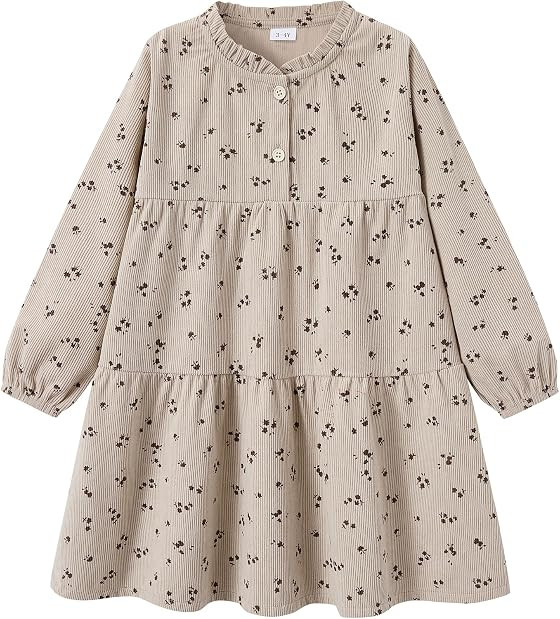 Girls Fall Corduroy Dresses Long Sleeve Floral Dress Back to School Outfits | Amazon (US)