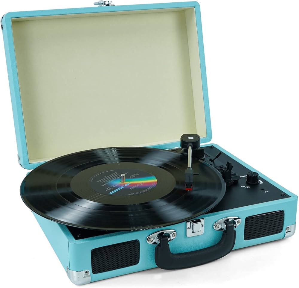 Vinyl Record Player, 3 Speeds Suitcase Portable Record Player with Built-in Speakers, Vintage Bel... | Amazon (US)