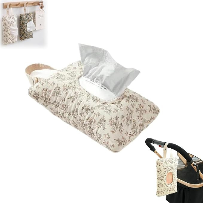 Floral Quilted Baby Wipe Holder Pouch with Hanging Strap | Amazon (US)
