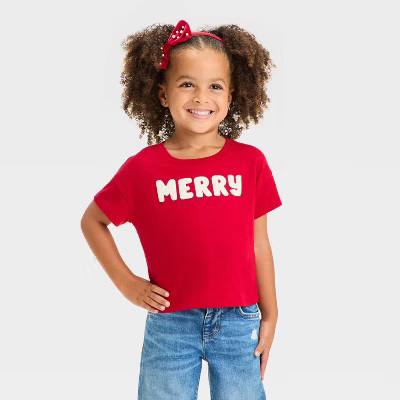Toddler Girls' Christmas Boxy Graphic T-Shirt - Cat & Jack™ Pink | Target