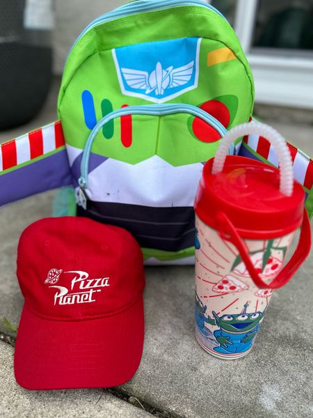 Ready for Disneyland! Pizza Planet theme! #disney #pizzaplanet #toystory #disneyoutfit #disneyhat #pizzaplanethat #disneylandoutfit #disneysummer #backpack #waterbottle #hat