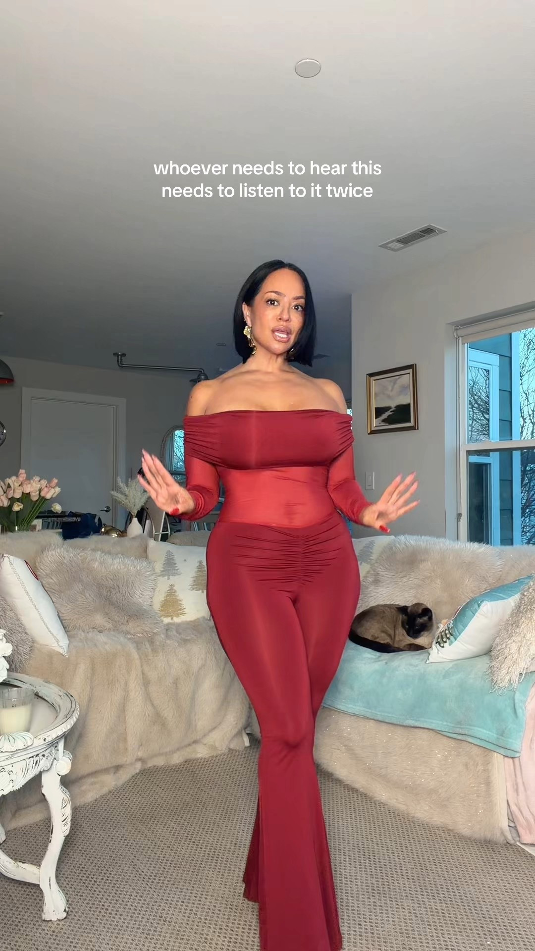 He said what he said! 💁🏽‍♀️😂🫶🏽 Love this mesh panel jumpsuit for a Christmas / holiday party, new years or even date night outfit. Also so cute to wear to a concert! 

Stretchy, comes in multiple colors and fits true to size. 

#LTKHoliday #LTKOver40 #LTKFindsUnder50