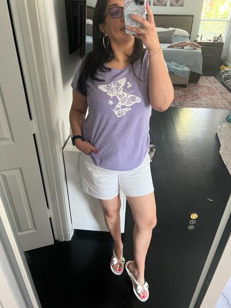 Not a day goes by that I don’t think about my dear friend Monique, but I’ve been missing her so bad it hurts these past few weeks. I find myself gravitating towards anything purple and butterflies just to feel her close to me 🥺💜 Naturally, this tshirt was a no brainer. Helps that it’s super soft and comfy. Love you so much Mo! 

#LTKFindsUnder50 #LTKSaleAlert #LTKMidsize