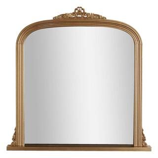 26 in. W x 26 in. H Vintage Arch Antique Brass Framed Ornate Accent Wall Mirror | The Home Depot