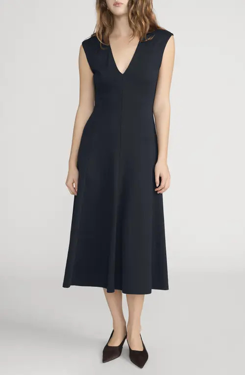 FRAME The Studio Cotton Midi Dress in Navy at Nordstrom, Size Medium Regular | Nordstrom
