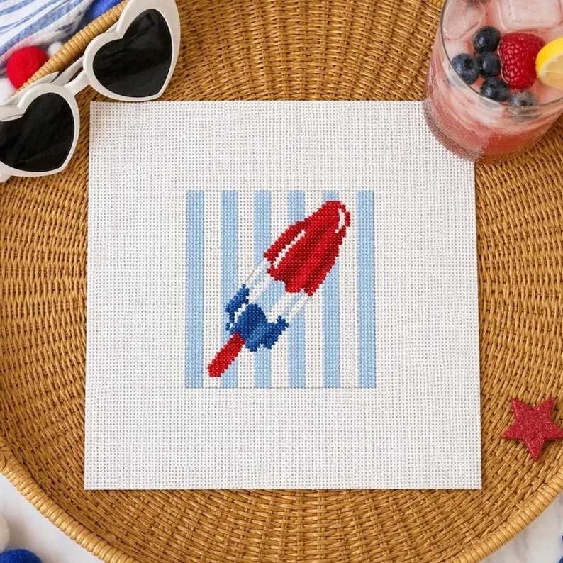 Bomb Pop Needlepoint | Patriotic Popsicle | Preppy Americana | Printed or Hand-Painted Canvas | K... | Etsy (Global)